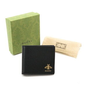 Gucci Animalier Coin Wallet leather bifold bee compact black